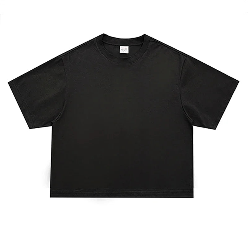 Basic Oversized Boxy Crew Neck T-shirt Mens Heavyweight 240GSM 100% Cotton Half Sleeve T-Shirts Summer Loose Sports Clothing VELNOR