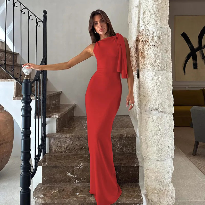 New Women Fashion Solid O-Neck Sleeveless Patchwork Sexy Bodycon Maxi Prom Dress Summer Women Clothes Party Festival Club Y2K VELNOR