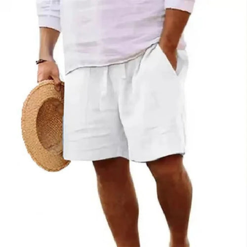 2025 New Summer New Men's Cotton Linen Breathable Shorts Hawaii Beach Pants Male Solid Color Trousers Loose Versatile Streetwear Solvane