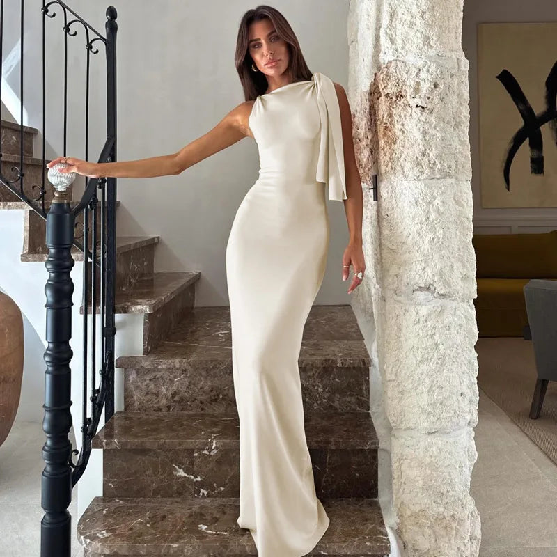 New Women Fashion Solid O-Neck Sleeveless Patchwork Sexy Bodycon Maxi Prom Dress Summer Women Clothes Party Festival Club Y2K VELNOR