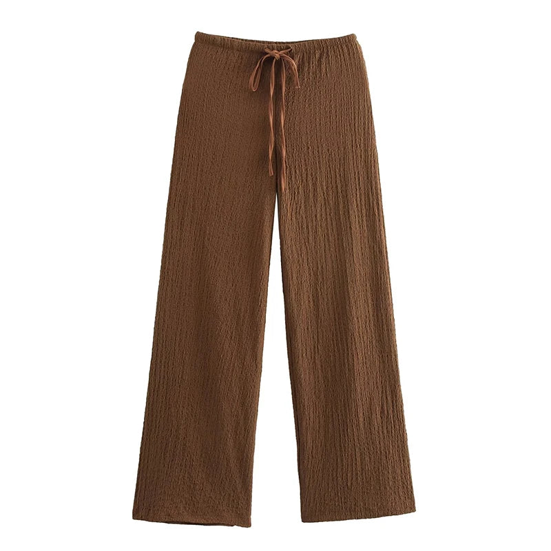 Willshela Women Fashion 2 Piece Set Solid Single Breasted Tank Tops & Vintage HIgh Elastic Waist Pants Female Chic Pants Suit VELNOR