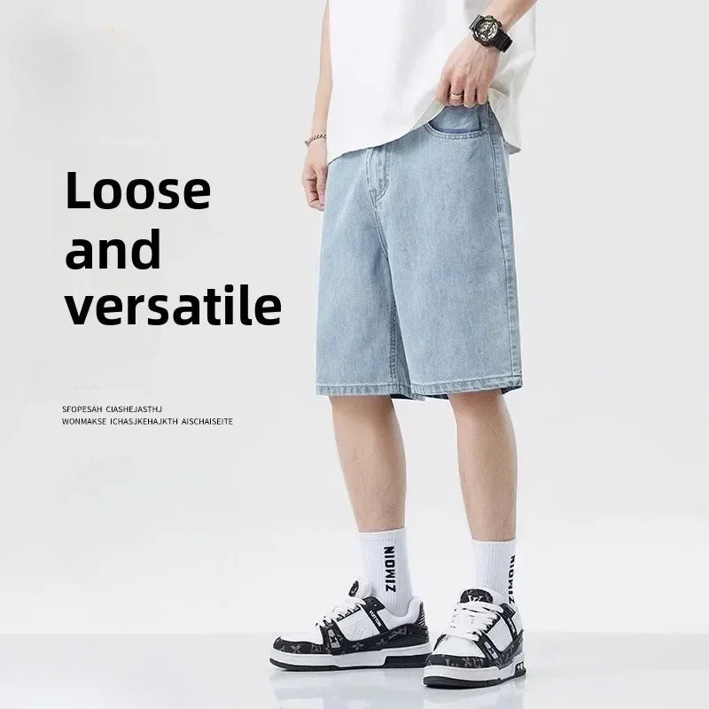 2025 Summer Classic Shorts Jeans Men Denim Pants Straight Stretch Casual Cool Thin Knee Length Blue Fashion Brand Daily Trousers Solvane