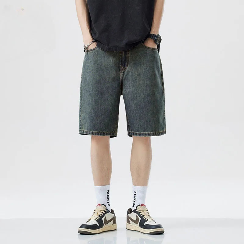 2025 Summer Classic Shorts Jeans Men Denim Pants Straight Stretch Casual Cool Thin Knee Length Blue Fashion Brand Daily Trousers Solvane