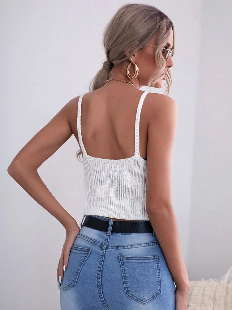Fashionable and elegant solid color camisole, summer knitted sweater, irregular top, women's clothing VELNOR