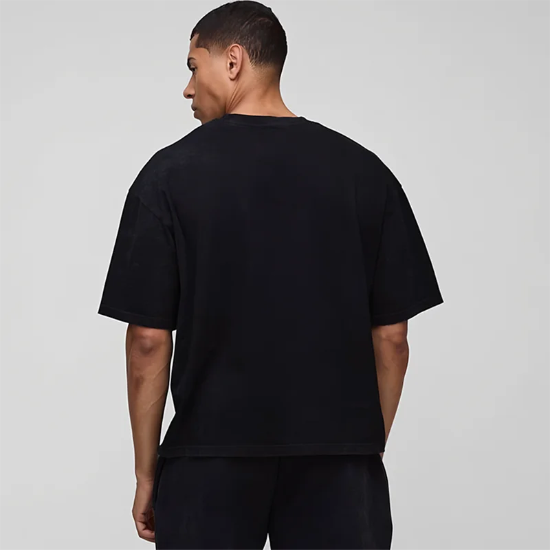 Basic Oversized Boxy Crew Neck T-shirt Mens Heavyweight 240GSM 100% Cotton Half Sleeve T-Shirts Summer Loose Sports Clothing VELNOR