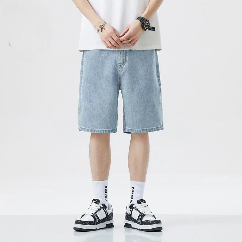 2025 Summer Classic Shorts Jeans Men Denim Pants Straight Stretch Casual Cool Thin Knee Length Blue Fashion Brand Daily Trousers Solvane